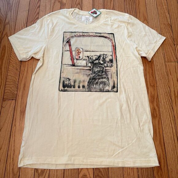 Bella Canvas Tops - Bella Canvas graphic tee Cat Tshirt Womens size Large white t-shirt kitten top
